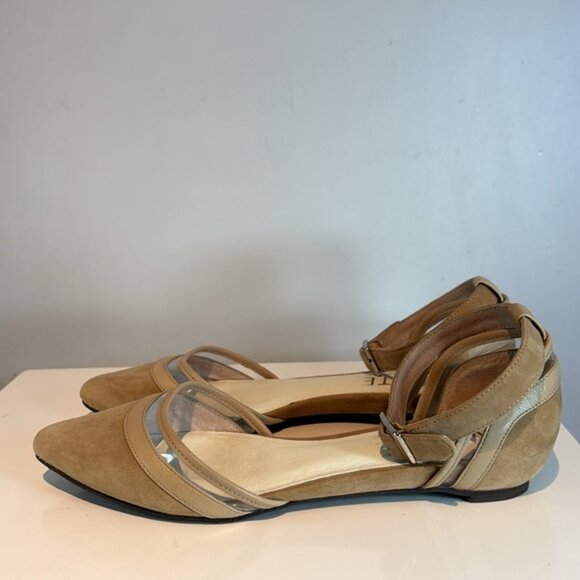 Ron White tan suede pointed flats with ankle strap size 6.5 - Picture 4 of 10